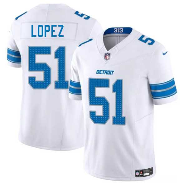 Men & Women & Youth Detroit Lions #51 Roy Lopez White 2025 F.U.S.E. Vapor Limited Stitched Jersey